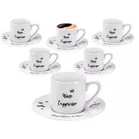 Imagem da promoção Jogo De Xícaras E Pires Café Porcelana 90ml 12 Pçs - ETILUX