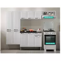 Imagem da promoção Cozinha completa em Aço com Paneleiro Duplo, Armário Aéreo, Balcão 3 Portas e Nicho Rose Itatiaia Br