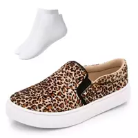 Imagem da promoção Kit Tenis Feminino Yate Slip On Casual Sem Cadarço Estampado + Meia Soquete - Poseidon