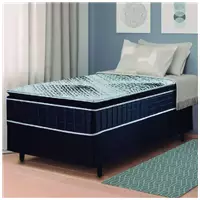 Imagem da promoção Cama Box Solteiro Colchão Molas Ensacadas Vicenzo 88x188x66cm Preto / Branco Hellen - Suporta até 11