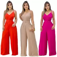 Imagem da promoção Macacão Pantalona Feminino Sofisticado Elegante Com Cinto - Rezes Moda