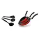 Kit Frigideiras Francesas 18 e 24 e Frigideira Ovo 14 Antiaderente com Espátulas - Vermelho - Alumín em oferta