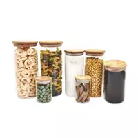Imagem da promoção Kit 7 potes de vidro com tampa de bambu herméticos-Oikos