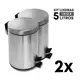Kit Lixeiras Banheiro Cozinha Prática 5l Inox Pedal C/ Tampa - Mundare em oferta