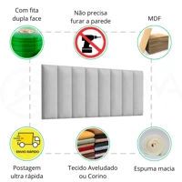 Imagem da promoção Cabeceira Cama King Size 200x45cm - Kit com 10 Módulos Auto Adesivos