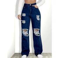 Imagem da promoção Calça Feminina Jeans Premium Wide Leg Com Rasgos Destroyed