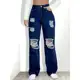 Calça Feminina Jeans Premium Wide Leg Com Rasgos Destroyed em oferta