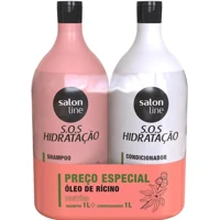 Imagem da promoção Kit Shampoo e Condicionador SOS Hidratação Óleo de Rícino Vegano - Cabelos Lisos Ondulados Cacheados