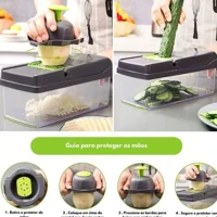 Imagem da promoção Fatiador Cortador de Legumes Frutas e Verduras Multifuncional Inox Nicer 16 em 1