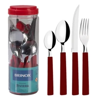 Imagem da promoção Faqueiro Riviera Em Aço Inox Vermelho 24 Pcs Brinox 6025/752