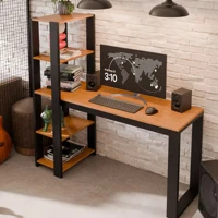 Imagem da promoção Mesa Escrivaninha Rofemar Moveis Home Office Paris Com Prateleira De Madeira Escritório E Pc Cor Can