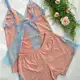 Pijama Feminino Baby Doll Short Doll Linha Noite Detalhe Renda em oferta