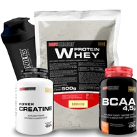 Imagem da promoção Kit Whey Protein Concentrado 500g + BCAA 100g + Creatina 100g + Coqueteleira - Para Ganho de Massa B