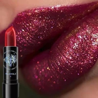 Imagem da promoção Batom Glitter À Prova D'água Metálico Perolado Diamante Longo Prazo Preto Brilho Labial Feminino Maq