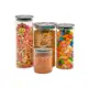 Kit 4 potes de vidro com tampa inox hermético redondo 210ml, 450ml, 550ml e 700ml - Tud em oferta