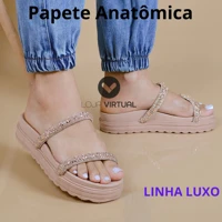 Imagem da promoção Sandália Papete Feminina Com Strass Sola Alta Anatômica Blogueira Linda