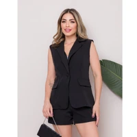 Imagem da promoção Conjunto Feminina Colete Com Shorts Blazer Tecido Alfataria Maravilhosa Elegante 2023