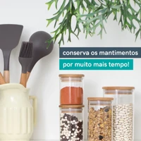 Imagem da promoção Kit 6 Potes de Vidro P/ Mantimentos 450ml C/ Tampa Bambu Oikos