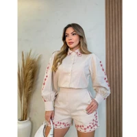 Imagem da promoção Conjunto Feminino Linho Camisa Shorts 3RD SD936