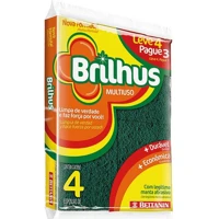 Imagem da promoção Esponja Abrasiva Multiuso Pacote com 4 Esponjas Cor Verde/Amarelo Linha Brilhus Bettanin