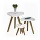 Kit Trio Jogo de Mesinhas Lateral Sala Pé Palito Retro Tampo Orgânico em oferta