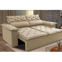 Imagem da promoção Sofá Retrátil e Reclinável Cama inBox Compact 1,50m Tecido Suede Velusoft Bege