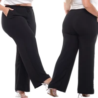 Imagem da promoção Calça Pantalona Plus Size Feminina Elástico Na Cintura Com Bolso Cintura Alta Tecido Duna