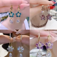 Imagem da promoção Brincos De Cristal Púrpura Fada Pétalas Rhinestone Flower