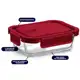 Potes Vidro Retangular Hermético 375ml 4 Travas Marmita Premium Vermelho em oferta
