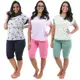 Kit 3 Pijamas Capri Pescador Bermudão Feminino Malha Manga Japonesa em oferta