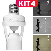 Imagem da promoção Kit 4 de Soquete Bocal E27 Bivolt Com Sensor De Presença Movimento 360º