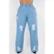 Calça Wide Leg Plus Size Jeans Feminina Cintura Alta Pantalona Lovito Sem Lycra em oferta
