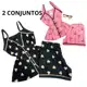 kit 2 Pijamas Feminino Alça Baby Doll Americano Com Botões que abrem Amamentação Blogueira Verão em oferta