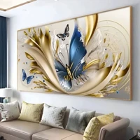 Imagem da promoção Quadro Decorativo Borboleta Azul Fundo Mármore Grande Sala Quarto