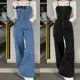 Macacão Feminino Liso Lavado com Bolso e Botão Frontal Lovito Casual em oferta