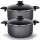 Kit Panelas Caçarolas 02 Peças TAMANHO GRANDE 22 e 24 cm Antiaderente 5 Camadas De Teflon Cor Preto em oferta