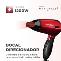 Imagem da promoção Secador De Cabelos Mondial Max Travel SC-10 Vermelho 1.200W Bivolt