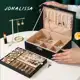 Caixa Organizadora De Jóias Feminina Em Couro Com Duas Camadas/Anéis/Colar Fecho -CX2020 em oferta