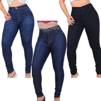 Imagem da promoção Kit 3 Calças Jeans Feminina Cós Alto Que Vai Até o Umbigo com Lycra Elastano Veste Bem