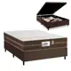 Cama Box Baú Casal Colchão Molas Flora Marrom / Branco 138x188x63cm - Gazin em oferta