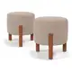 Kit 2 Puff Sala Banquinho Banqueta Linho Luxo Pés Madeira Maciça em oferta