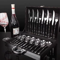 Imagem da promoção Jogo Talheres 24 Peças Faqueiro Inox Premium Luxo Com Maleta prata