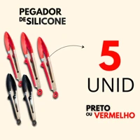 Imagem da promoção Kit 5- Pegador de Silicone Multiuso com Descanso Cozinha Restaurante Carne Churrasco Cor Sortida