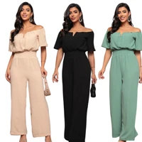 Imagem da promoção Macacão Longo Canoa Ombro a Ombro feminino Luxo Pantalona Alfaiataria Duna