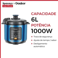 Imagem da promoção Panela de Pressão Elétrica 6L Gaabor Multifuncional 1000W 8 Funções