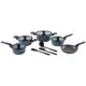Jogo de Panelas Brinox Ceramic Life de Alumínio Azul 8 Peças Carbon em oferta