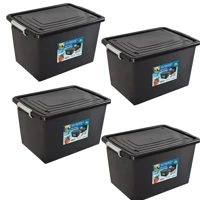 Imagem da promoção Kit 4 Caixas Organizadoras C/ Tampa e Trava 56 Litros Preta
