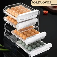 Imagem da promoção Gaveteiro Empilhável Porta Ovos Duplo 32 Ovos Organizador de Geladeira