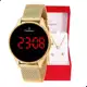 Relógio Champion Feminino Digital Led Dourado Vermelho + Kit Colar e Brincos Original CH40133V em oferta