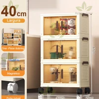 Imagem da promoção caixa organizadora armario armazenamento dobrável empilhavel com porta rodinhas multiuso 3 portas